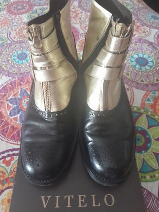 Botines VITELO negros y dorados