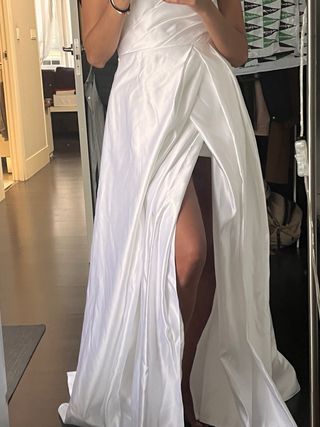Vestido novia satén blanco