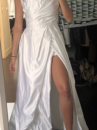 Vestido novia satén blanco