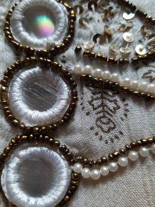 Vestido boho blanco y beige