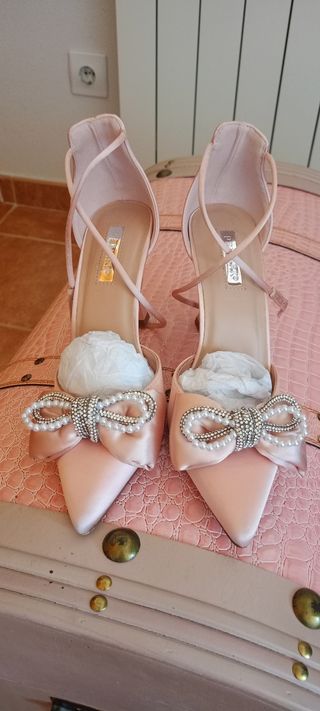 Zapatos tacón rosa🎀