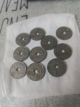 LOTE 10 monedas 50 céntimos España 1963*64