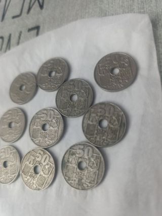 LOTE 10 monedas 50 céntimos España 1963*64