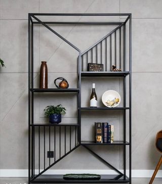 Librería negra metal y cristal