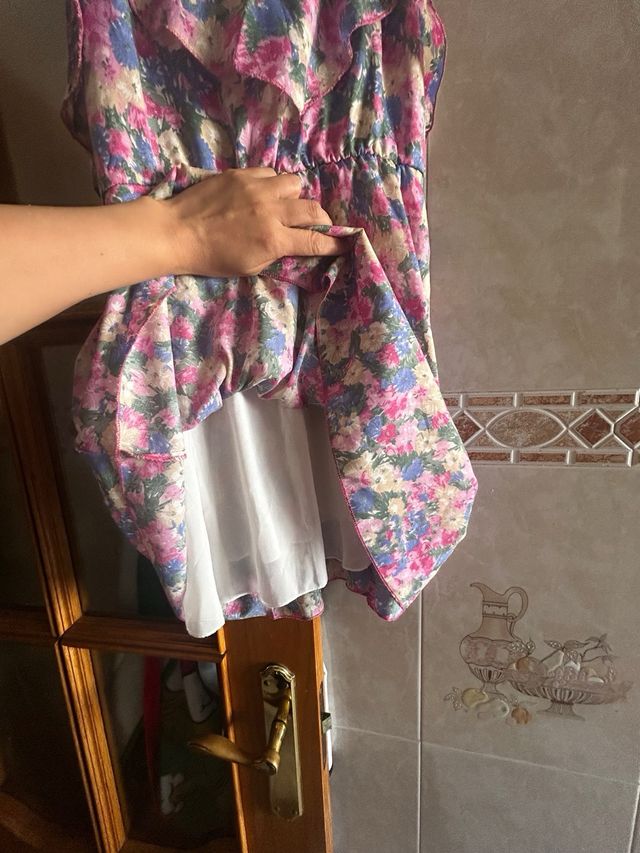 Vestido floral rosa - Talla L