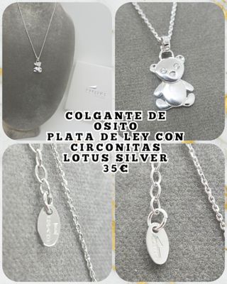 Collar osito Lotus plata de ley