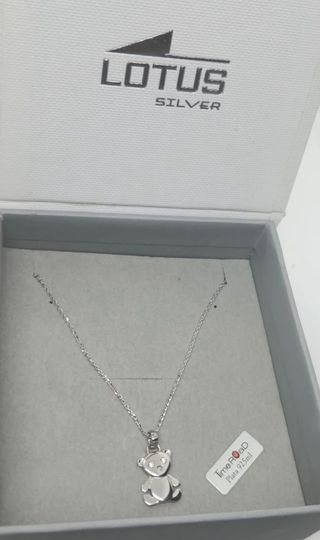 Collar osito Lotus plata de ley