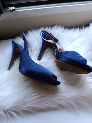 Zapatos raso azul tacón - 37