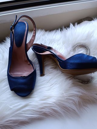 Zapatos raso azul tacón - 37