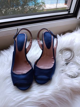 Zapatos raso azul tacón - 37