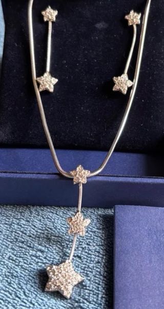 Conjunto Swarovski estrellas plata
