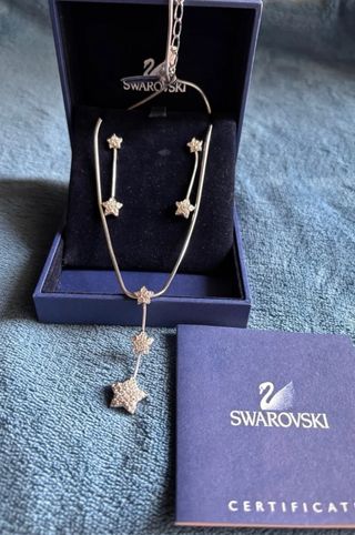 Conjunto Swarovski estrellas plata