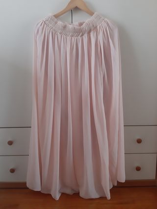 Falda larga rosa