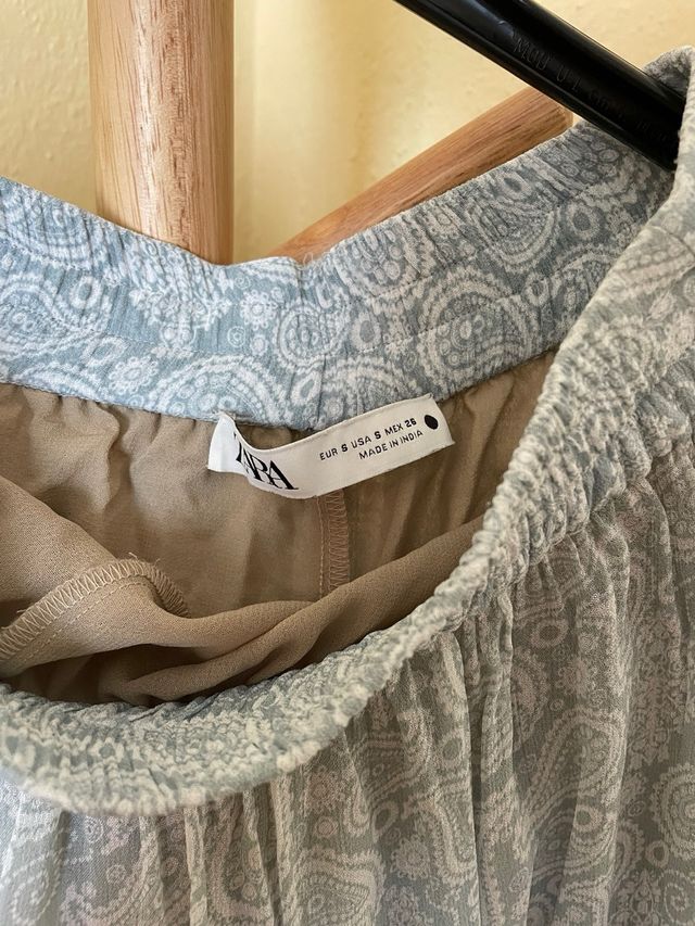 Falda larga Zara azul