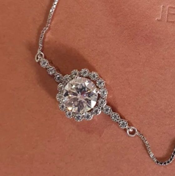 Pulsera Moissanita ORO BLANCO. REGALO NAVIDAD.