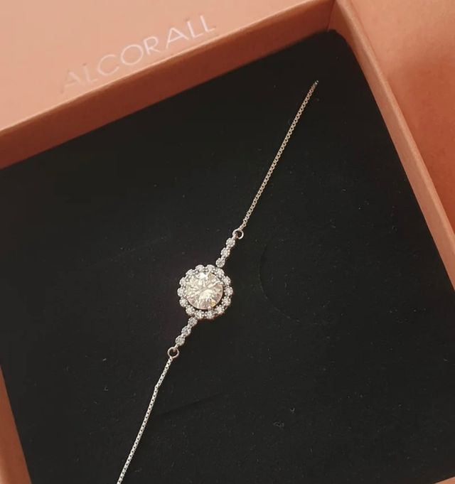 Pulsera Moissanita ORO BLANCO. REGALO NAVIDAD.