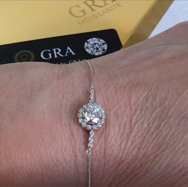Pulsera Moissanita ORO BLANCO. REGALO NAVIDAD.