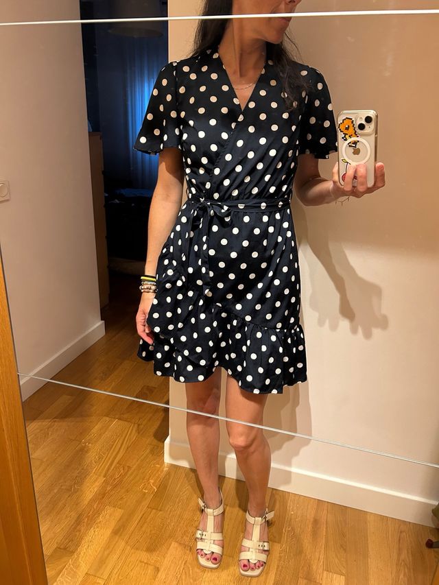 Vestido azul marino con lunares de segunda mano por EUR - Technical View