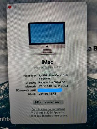 iMac Retina 4k 21.5" 2017 Plata - Apple
