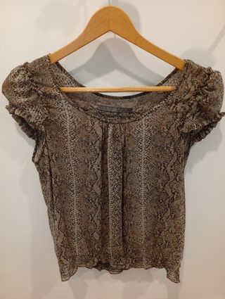 Blusa gasa estampado serpiente Zara Talla S