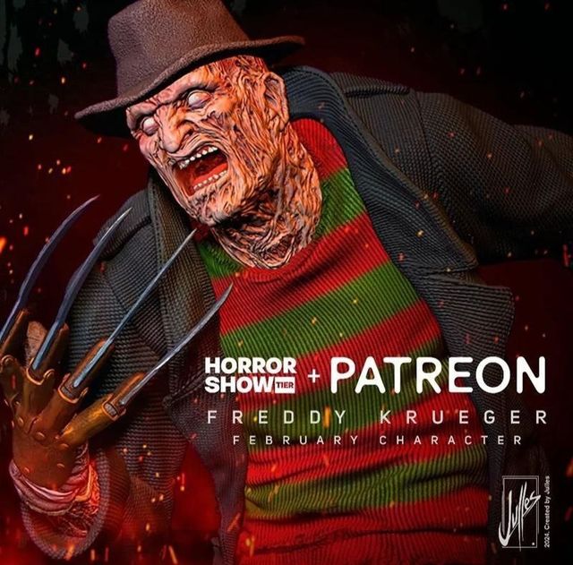 Figura di Freddy Krueger in resina dipinta a mano
