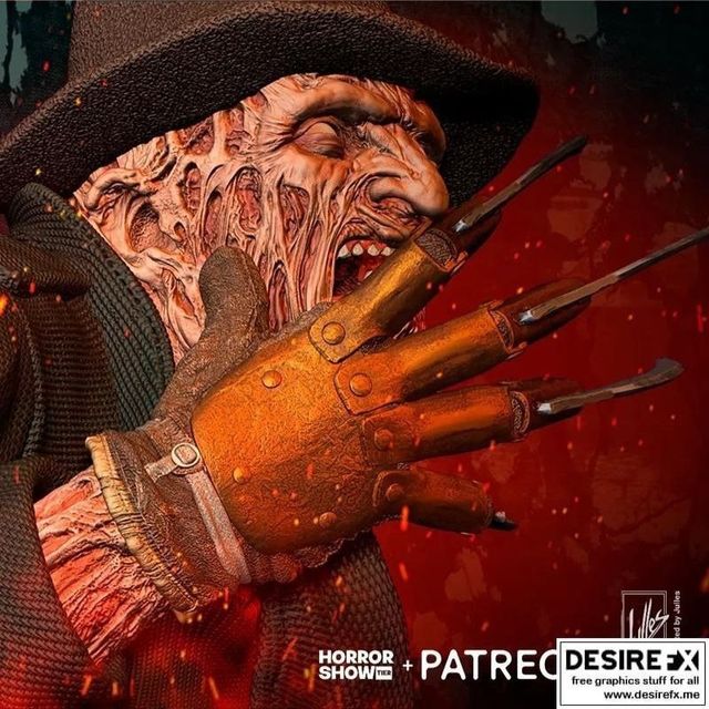 Figura di Freddy Krueger in resina dipinta a mano