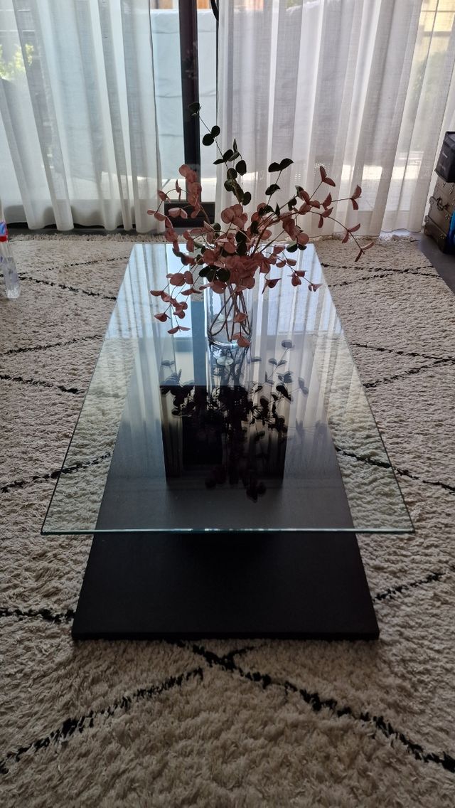 Mesa centro cristal wengué