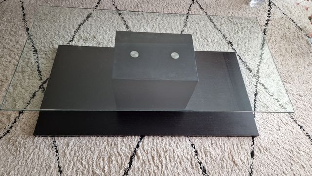 Mesa centro cristal wengué