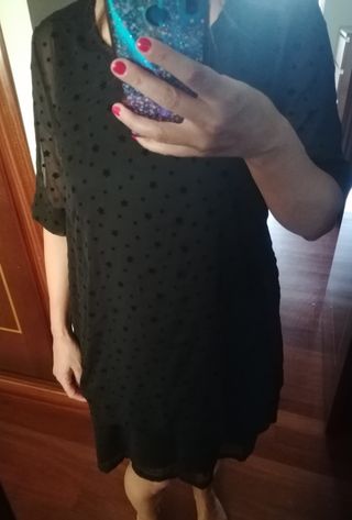 Vestido Zara talla S encaje rosa palo