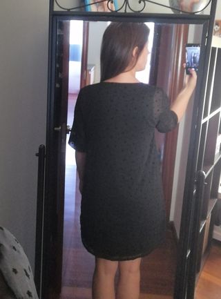 Vestido Zara talla S encaje rosa palo