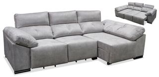 Sofá chaise longue cama gris