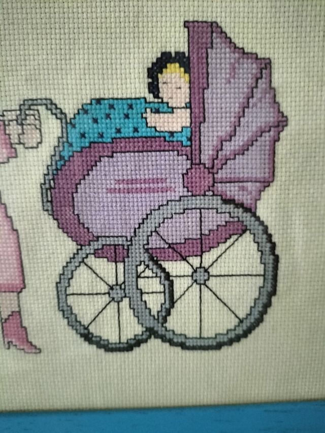 Cuadro punto de cruz bebé