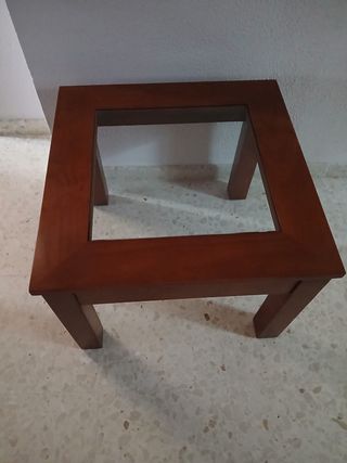 Mesita madera cristal