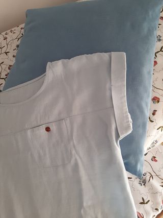 Blusa lino azul claro