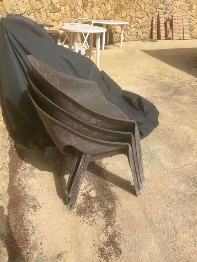 lote 9 Sillas terraza plástico marrón