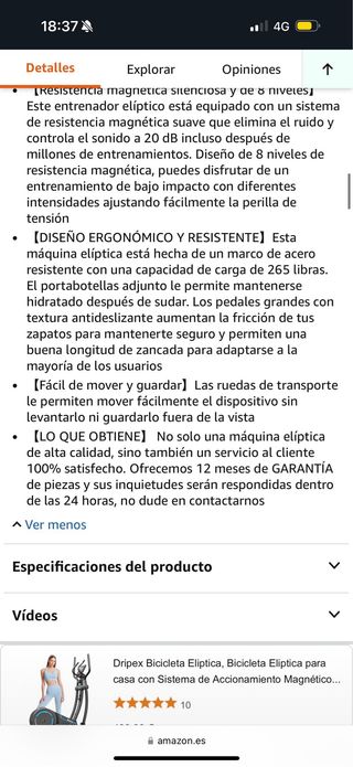 Bicicleta elíptica fitness