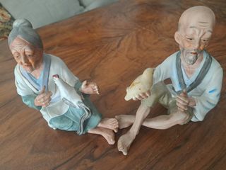 Pareja ancianos porcelana japonesa