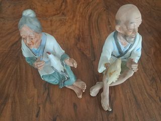 Pareja ancianos porcelana japonesa