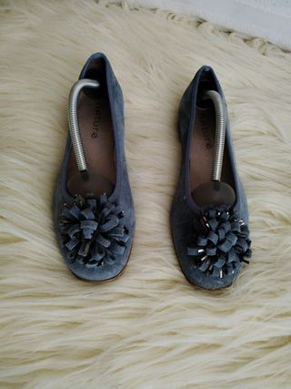 Bailarinas de ante azul marino