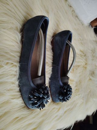 Bailarinas de ante azul marino