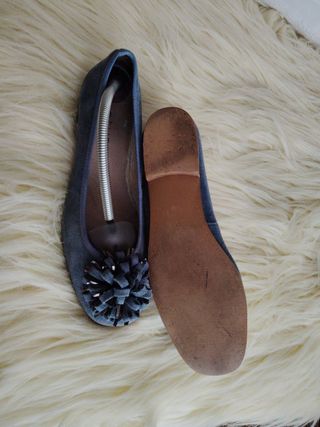 Bailarinas de ante azul marino