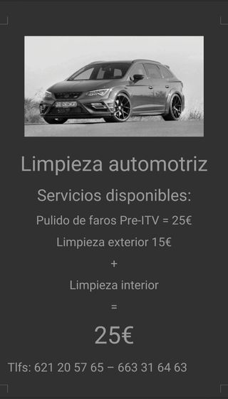 Limpieza auto: 25€