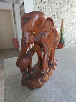 Scultura elefante legno vintage