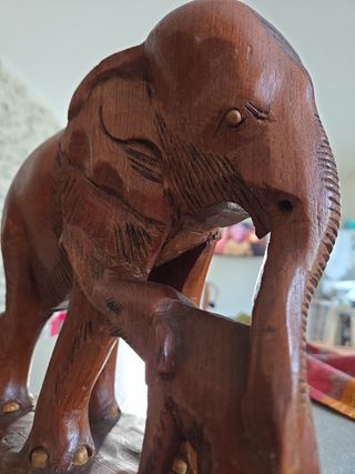 Scultura elefante legno vintage