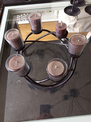 Candelabro negro metal 5 velas