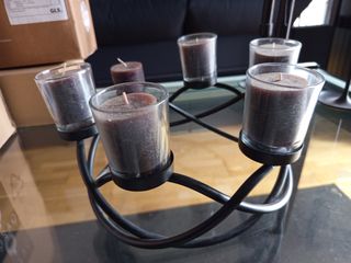 Candelabro negro metal 5 velas