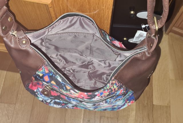 Bolso bandolera marrón multicolor