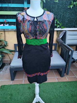 Vestido negro estampado - Talla única