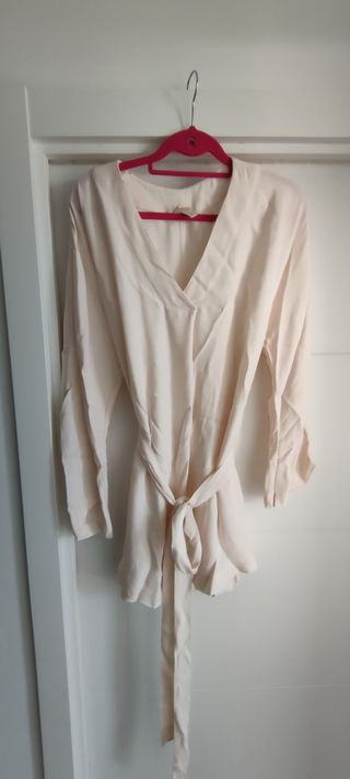 Blusa beige manga larga - Talla M