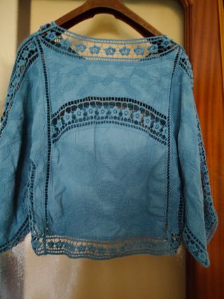 Blusa Blu in Pizzo